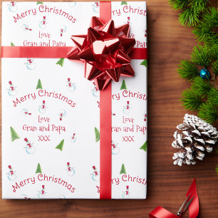 Cadeau Papier d'emballage personnalisé Bonhomme de neige