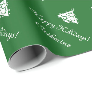 Cadeau Papier d'emballage personnalisé de Noël vert mat