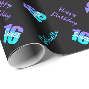 Cadeau Papier d'emballage personnalisé du bonbon 16 bleu