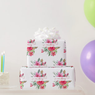 Cadeau Papier d'emballage personnalisé floral aquarelle r