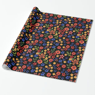 Cadeau Papier d'emballage personnalisé imprimé floral bri