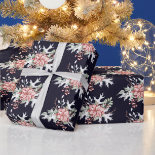 Cadeau Papier d'emballage poinsettia aquarelle