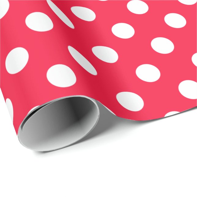 Cadeau Papier d'emballage pois rouge et blanc (Coin rond)