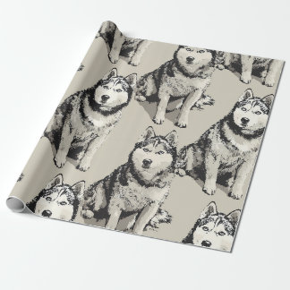 Cadeau Papier d'emballage Portrait de Husky Sibérien
