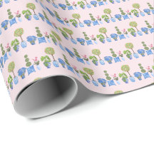 Papier d'emballage Pots de jardin (sur fond rose)