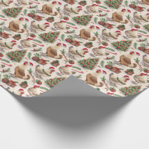 Papier d'emballage Poules de Noël