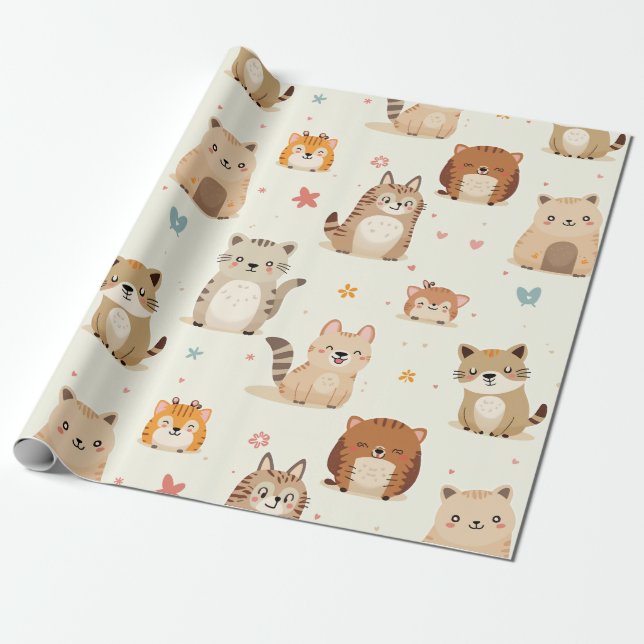 Cadeau papier d'emballage pour animaux mignons (Déroulé)