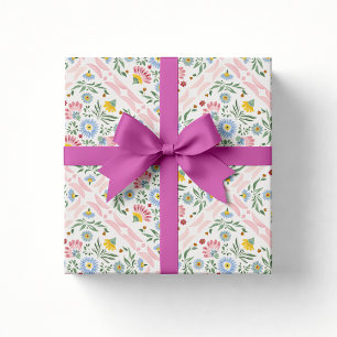 Cadeau Papier d'emballage pour Baby Shower Floral Folk