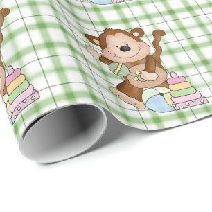 Cadeau Papier d'emballage pour bébé Unisex Monkey