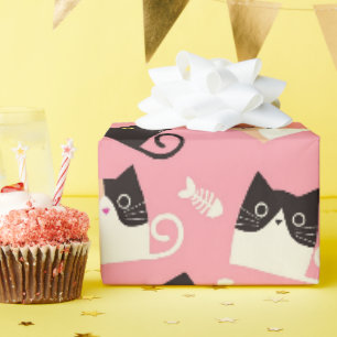 Cadeau Papier d'emballage pour chat mignon rose