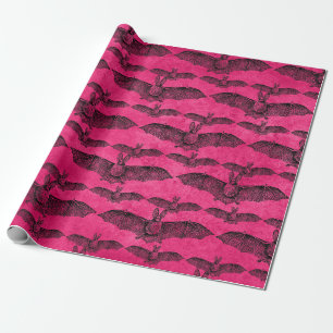 Cadeau Papier d'emballage pour chauves-souris roses