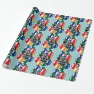 Cadeau Papier d'emballage pour chien Carlin d'anniversair