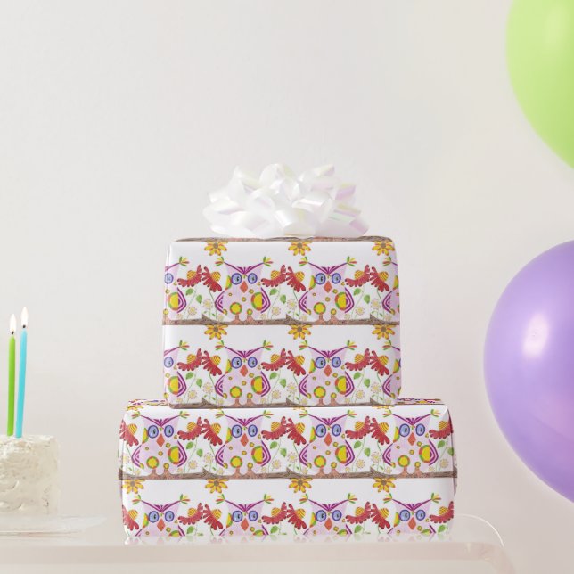 Cadeau Papier d'emballage pour chouette rose pâle (Cadeaux de fête)