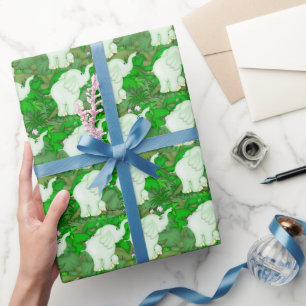 Cadeau Papier d'emballage pour dessin animé Green Elepha