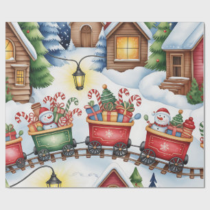 Cadeau Papier d'emballage pour enfants Noël Toyland & Tra