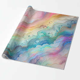 Cadeau Papier d'emballage pour fête Arc-en-ciel et Bulles