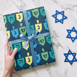 Cadeau Papier d'emballage pour fête de Hanoucca avec toup