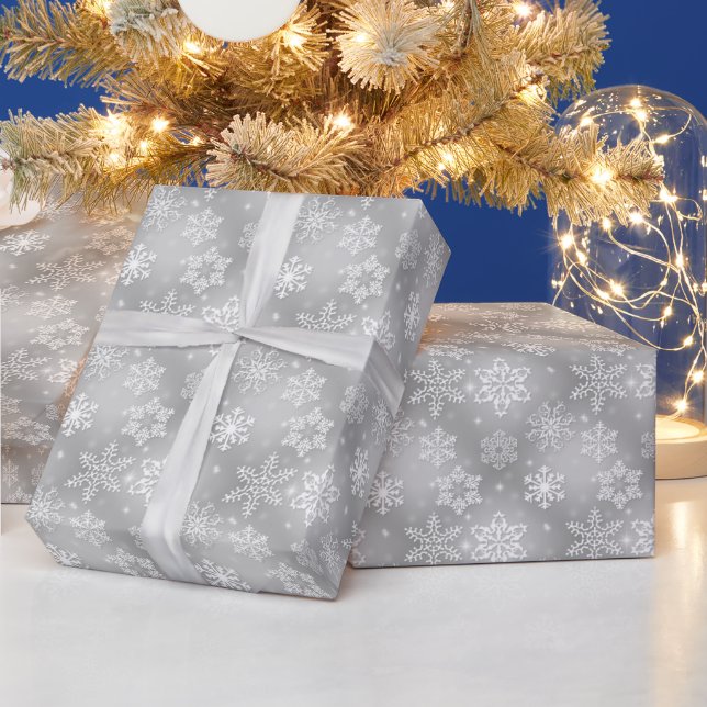 Cadeau Papier d'emballage pour flocon de neige gris de No (Vacances)
