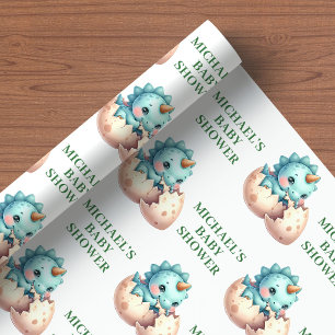 Cadeau Papier d'emballage pour la douche de Baby Dino Boy