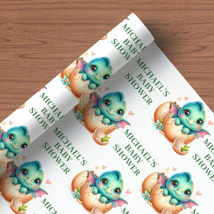 Cadeau Papier d'emballage pour la douche de bébé Dino Mig