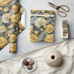 Cadeau Papier d'emballage pour les pavots jaunes antiques
