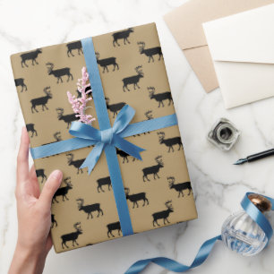 Cadeau papier d'emballage pour motif d'orignal noir tan