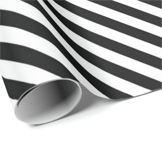 Cadeau Papier d'emballage rayé noir et blanc