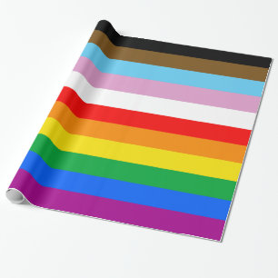 Cadeau Papier d'emballage rayé Progress Pride LGBTQ+