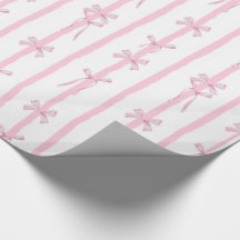 Papier d'emballage rayé ruban rose mignon