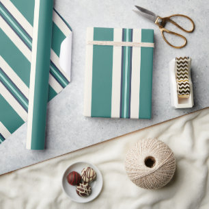 Cadeau Papier d'emballage rayé vert