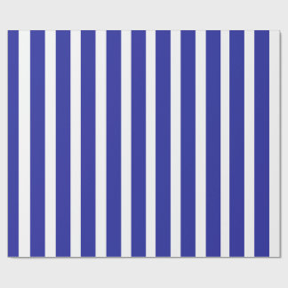 Cadeau Papier d'emballage rayé vertical bleu royal et bla