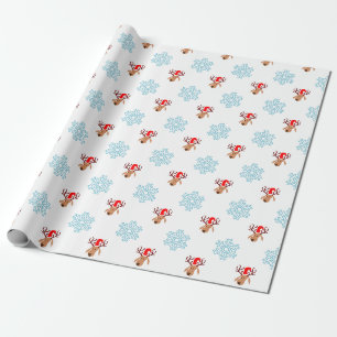 Cadeau papier d'emballage renne du père noël