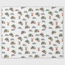 Papier d'emballage Renne et sapins de Noël