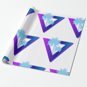 CADEAU PAPIER D'EMBALLAGE RÉTROVAGUE SYNTHWAVE PALMIERS