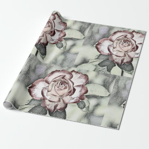 Cadeau Papier d'emballage rose blanche, rose saumon, rose