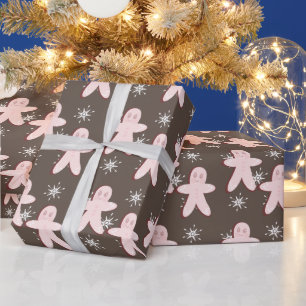 Cadeau Papier d'emballage rose de cookie en pain d'épices