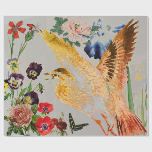 Cadeau Papier d'emballage ROSE de l'OISEAU BUTTERFLIIES
