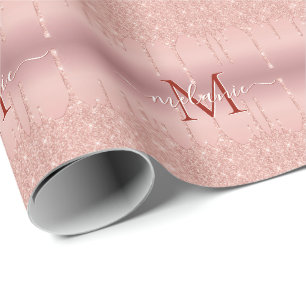 Cadeau Papier d'emballage Rose Gold personnalisé avec let