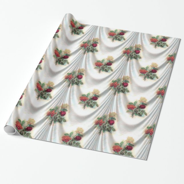 Cadeau Papier d'emballage rose satiné (Déroulé)