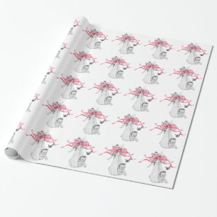 Cadeau Papier d'emballage rose vintage pour baby shower
