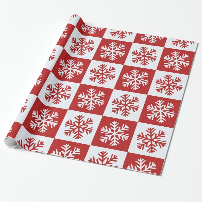 Cadeau Papier d'emballage rouge blanc à damier (Déroulé)