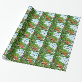 Cadeau Papier d'emballage rouge d'arbre de flamme de