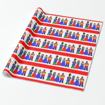 Papier d'emballage rouge de Carolers-Mélange de