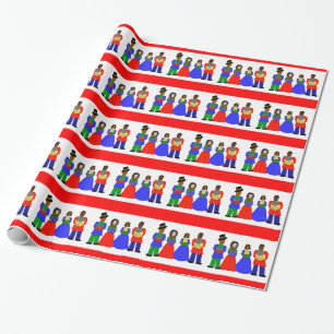 Cadeau Papier d'emballage rouge de Carolers-Mélange de