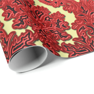 Cadeau Papier d'emballage rouge-foncé et d'or de Noël d