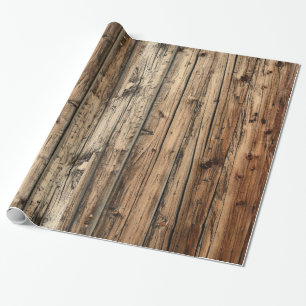 Cadeau Papier d'emballage rustique en bois de chêne