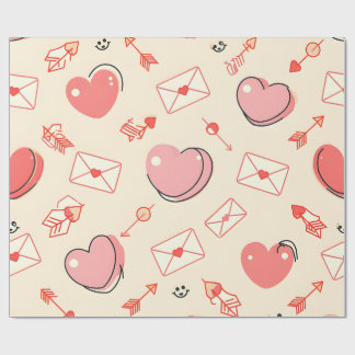 Cadeau Papier d'emballage Saint-Valentin à flèches et let