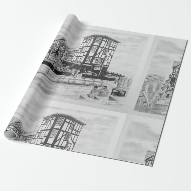 Cadeau Papier d'emballage Shambles Pub (Déroulé)