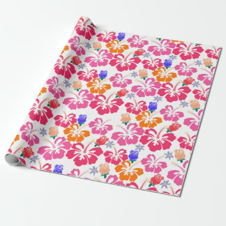 Cadeau Papier d'emballage Silhouette Hibiscus et Roses