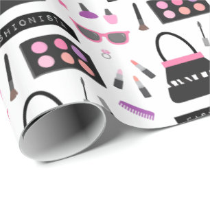 Cadeau Papier d'emballage tendance mode maquillage filles
